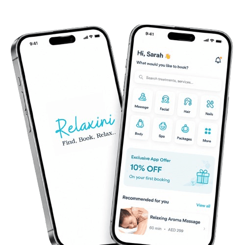 Relaxini app on two phone screens